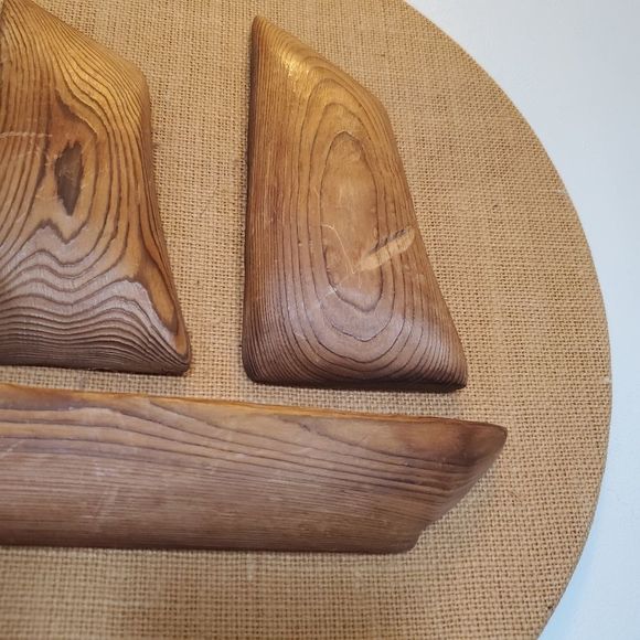 Mid-Century Carved Cedar and Burlap Wall Art Robbie Probert Atlantic Schooner - Picture 5 of 5